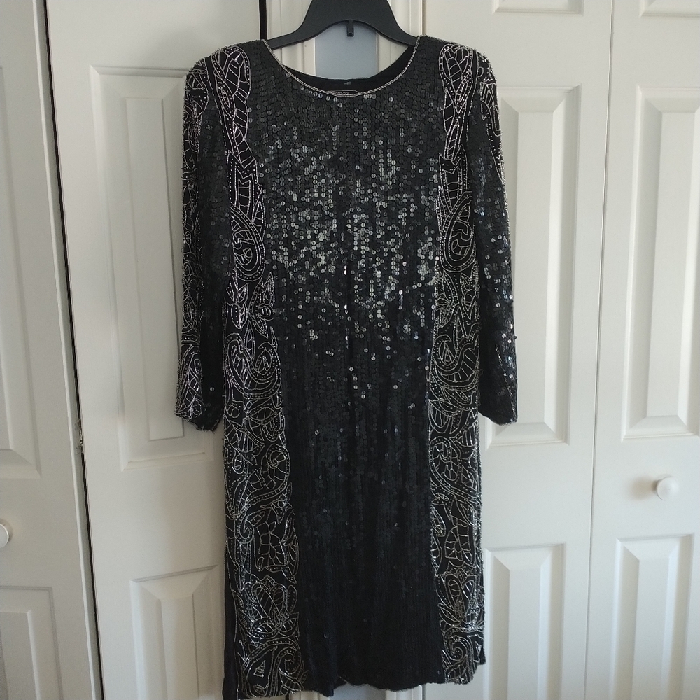 Joseph Le Bon Paris Hong Kong New York Black Sequins & Beaded Vintage Dress 12